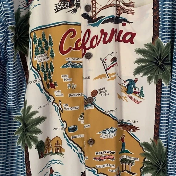Reyn Spooner shirt California map mens size M - Picture 4 of 8